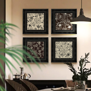 美式复古软装玄关装饰画客厅背景墙法式中古风高级感挂画花卉壁画