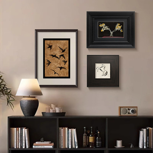 法式复古挂画高级感客厅沙发中古风小众艺术极简装饰美式组合壁画