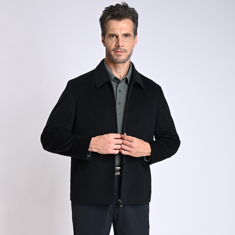 路卡迪龙秋冬山羊绒经典翻领沉稳干练简约夹克外套男155246103