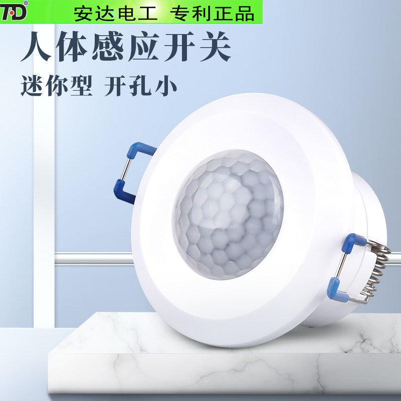 迷你型嵌入式人体红外感应开关220V家用灯具感应LED灯传感器开关