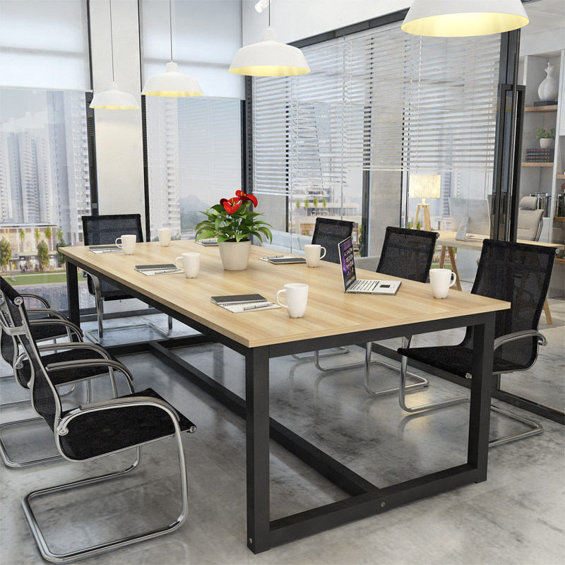会议桌长方形老板桌培训洽谈简约现代职员办公桌长桌办公家具定i.