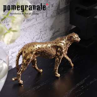 轻奢复古创意金钱豹摆件现代家居客厅办公室玄关桌面开业乔迁礼物