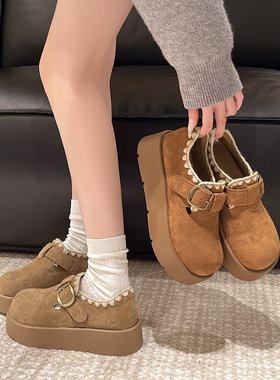 厚底增高全包勃肯鞋女2025新款秋季百搭休闲乐福鞋爆款博肯单鞋子
