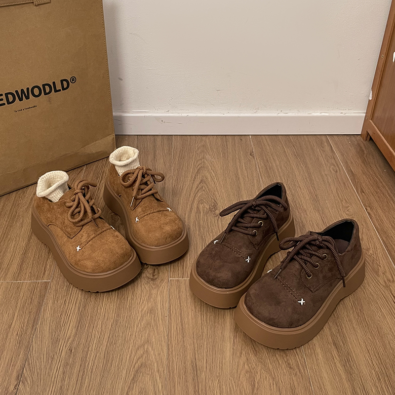 厚底增高英伦系带勃肯鞋女百搭