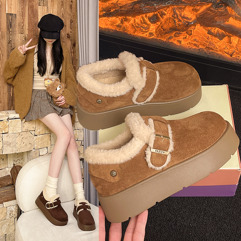 厚底勃肯鞋女2025新款秋冬加绒