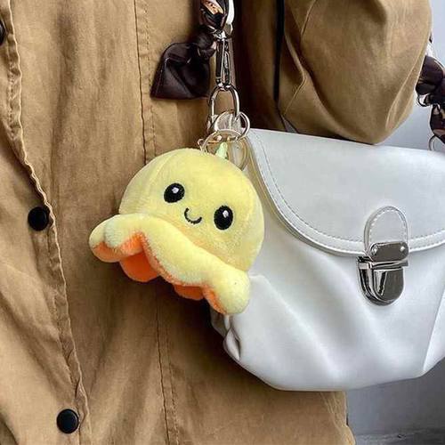 可爱翻转变脸小章鱼书包挂件情侣钥匙扣毛绒挂饰创意玩偶包包配饰