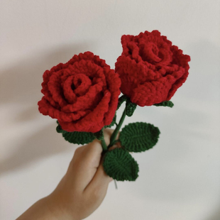 手工DIY钩织材料包洛神玫瑰永生花毛线编织情人节礼物结婚花束