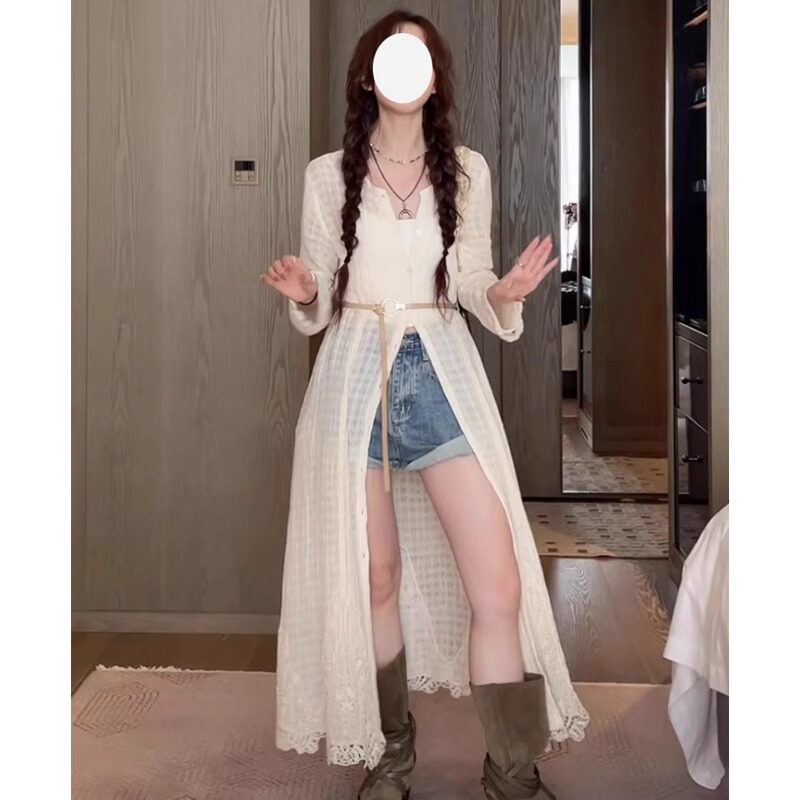 民族风茶歇蕾丝长袖连衣裙仙女