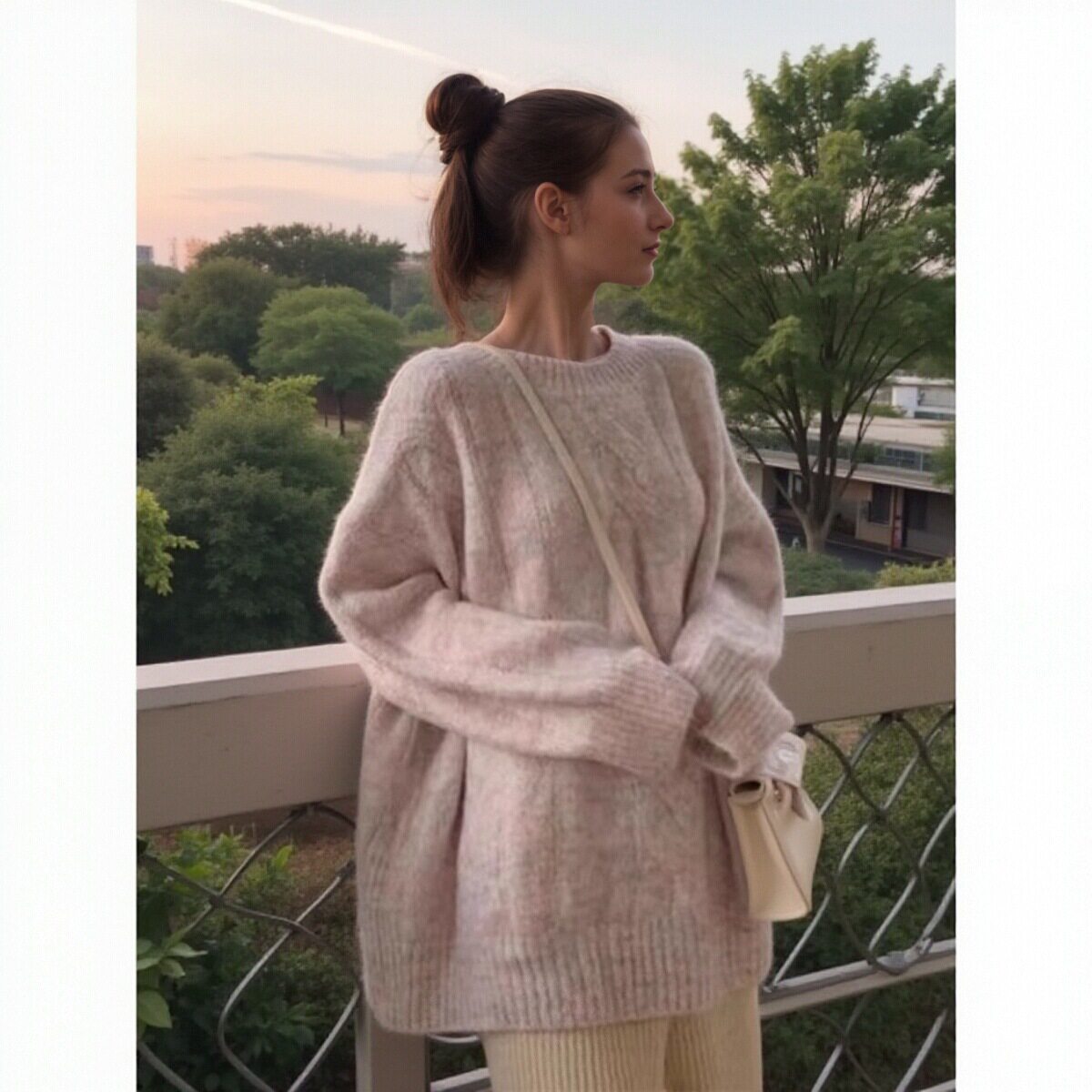 日系加厚温柔风软糯麻花毛衣女秋冬季宽松慵懒风奶fufu粉色针织衫