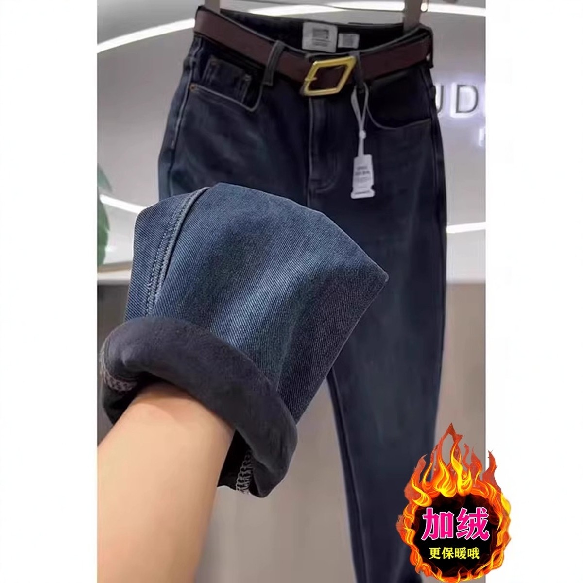 日系身材秋冬季加绒裤子女大码