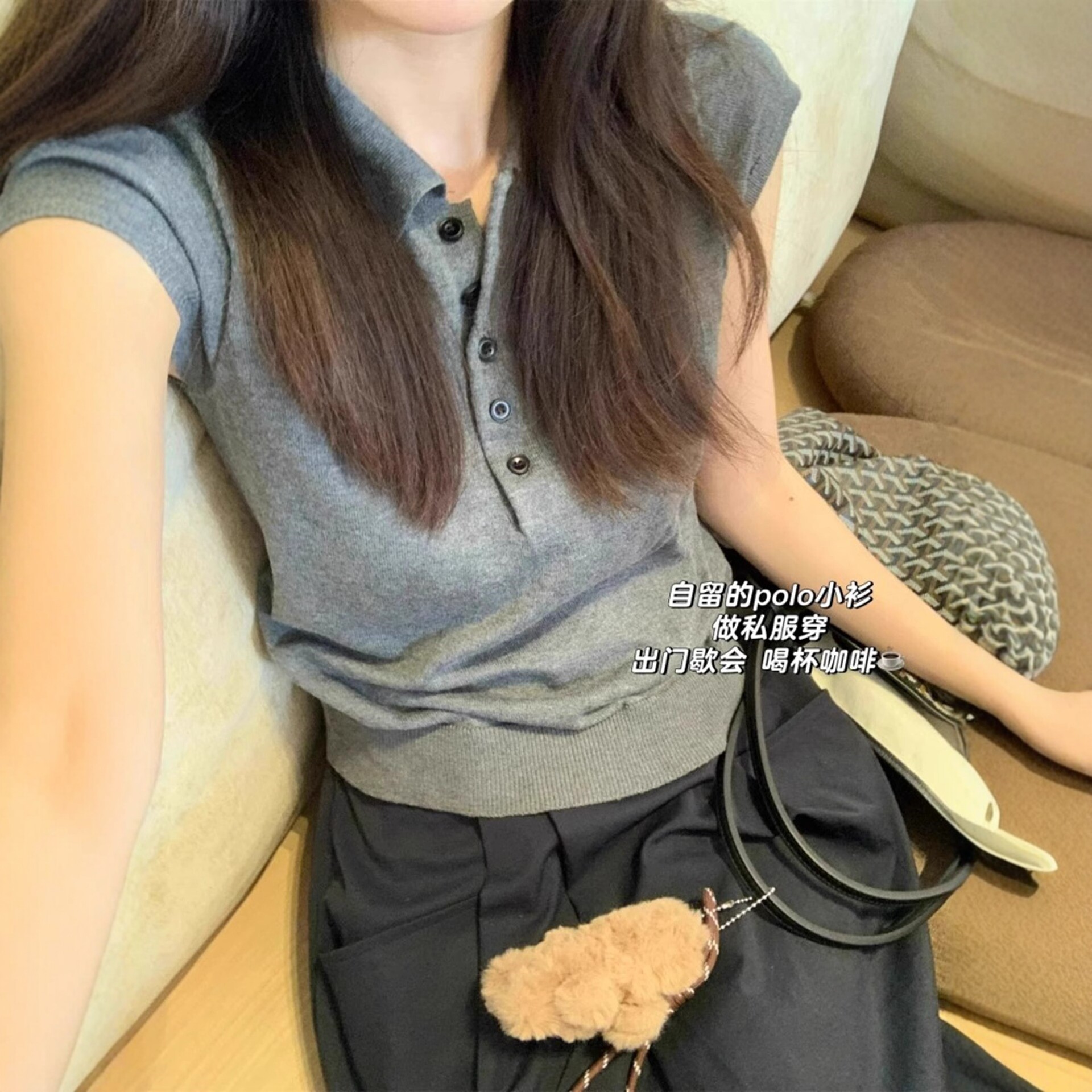 日系气质冰丝针织短袖t恤女夏季