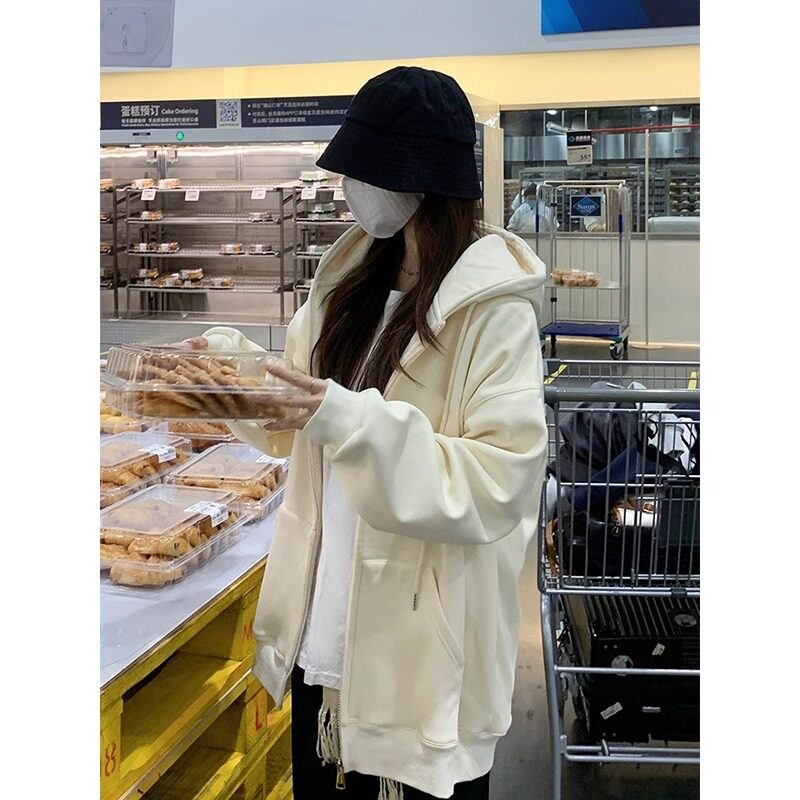连帽拉链卫衣外套女oversize
