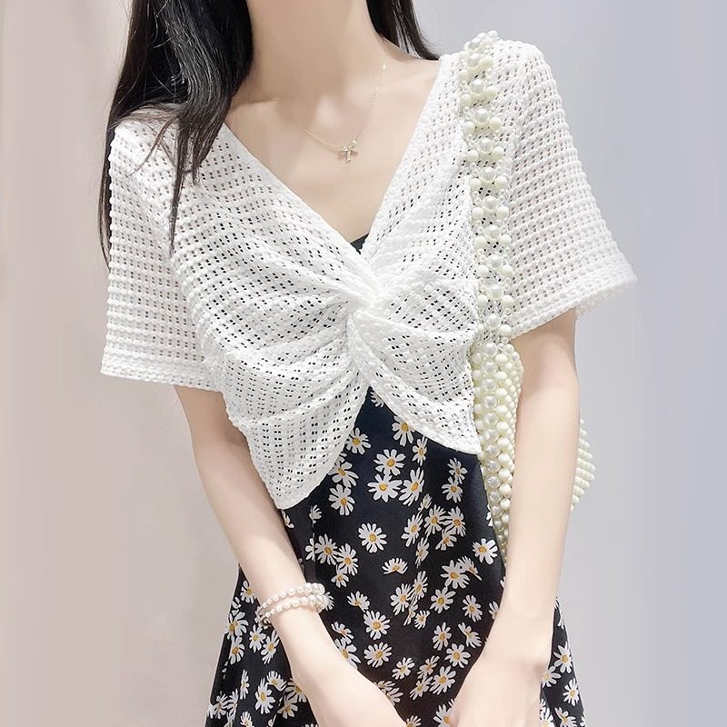 蕾丝披肩镂空冰丝坎肩上衣女