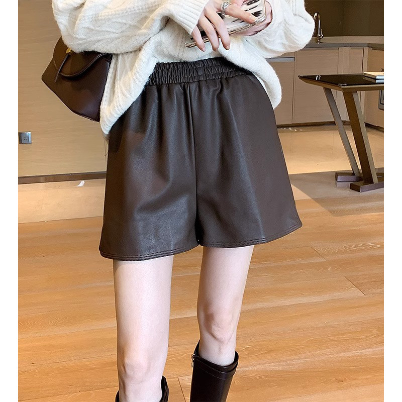 高腰显瘦皮短裤女外穿靴裤