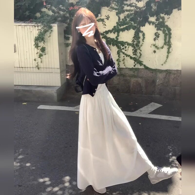 早秋季韩系高级感穿搭套装长裙