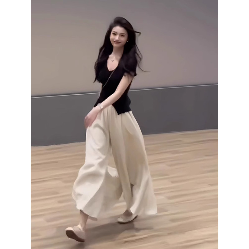 穿搭一整套上衣垂感阔腿裤裙女