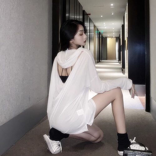 露背空调罩衫防晒外套带帽女长袖