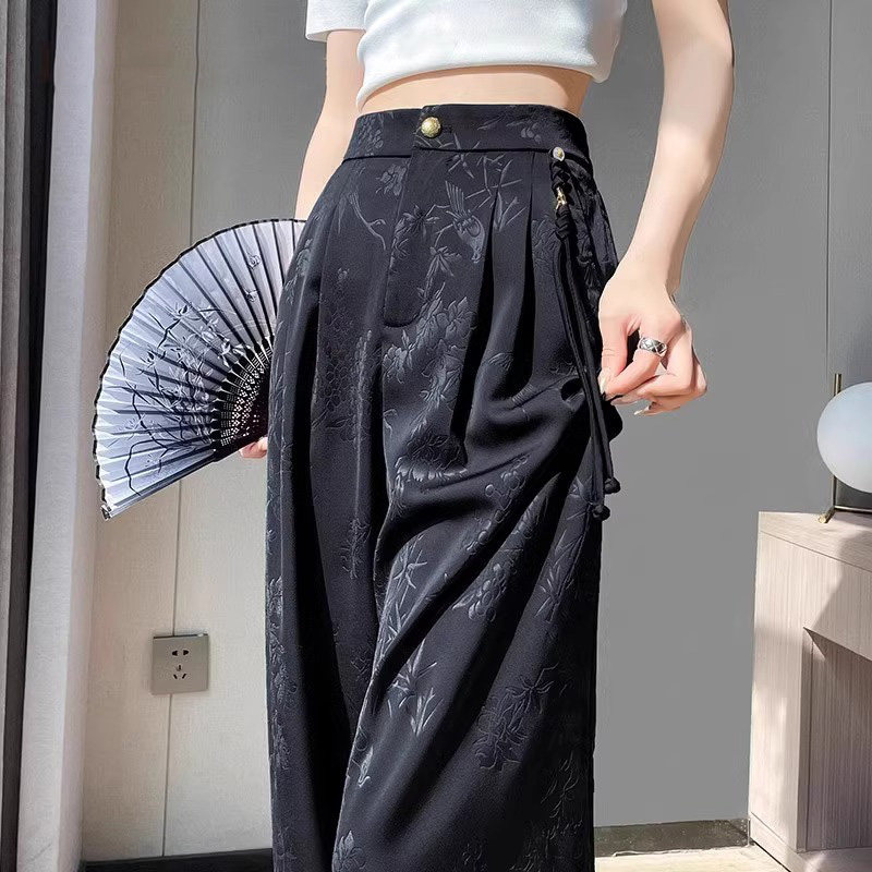 夏季薄款高腰垂感小个子女阔腿裤