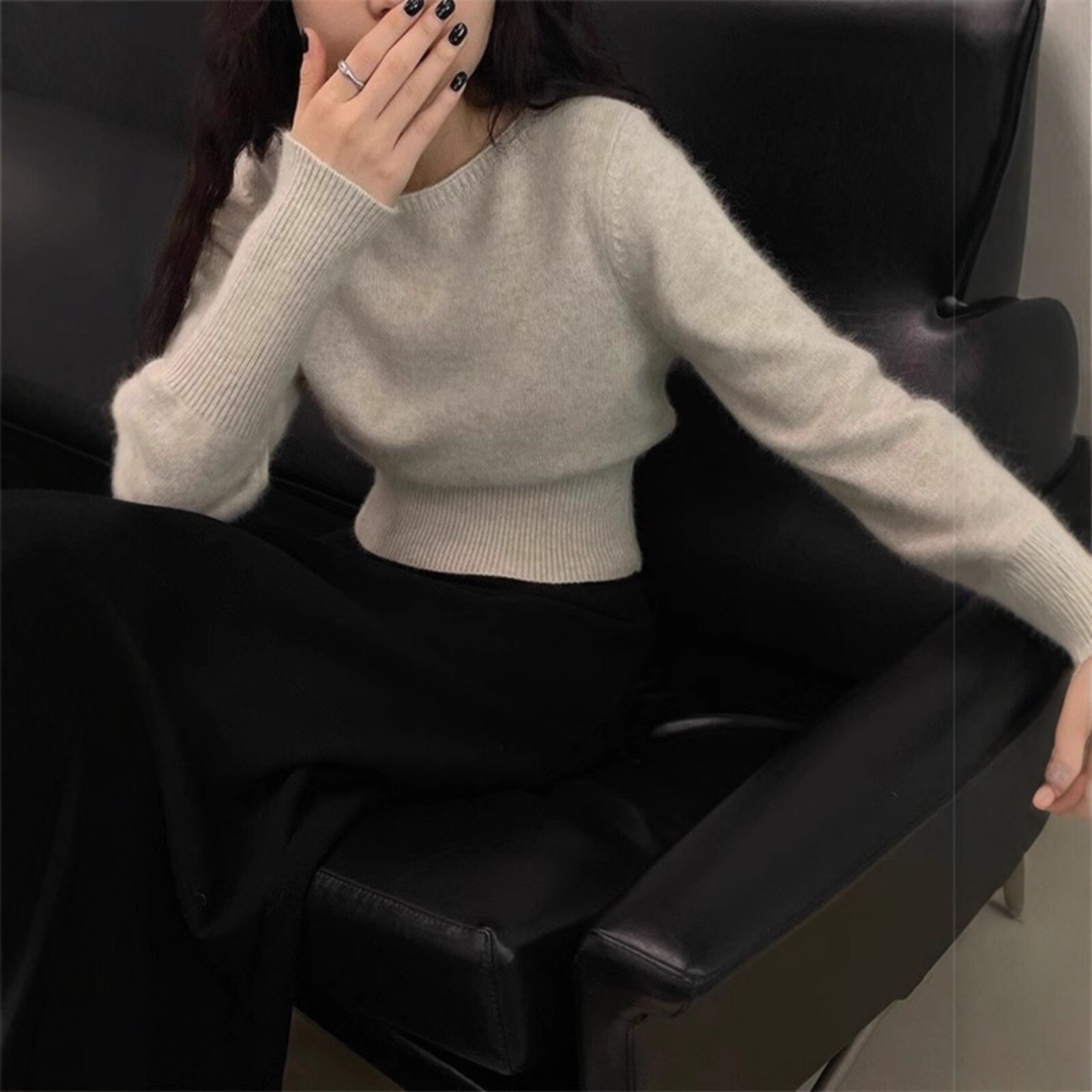 日系浣熊绒针织衫毛衣女秋冬季