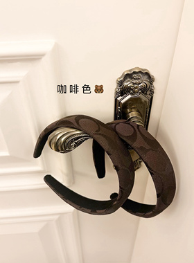 高颅顶头饰宽边发卡发箍字母老花中古vintage复古网红海绵边卡