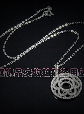 饰品镂空微镶钻吊坠银项链