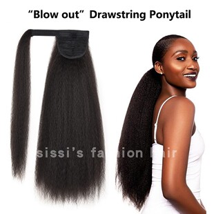 Hair 欧美马尾玉米须发苞Kinky Bun Puff Afro Straight Ponytai