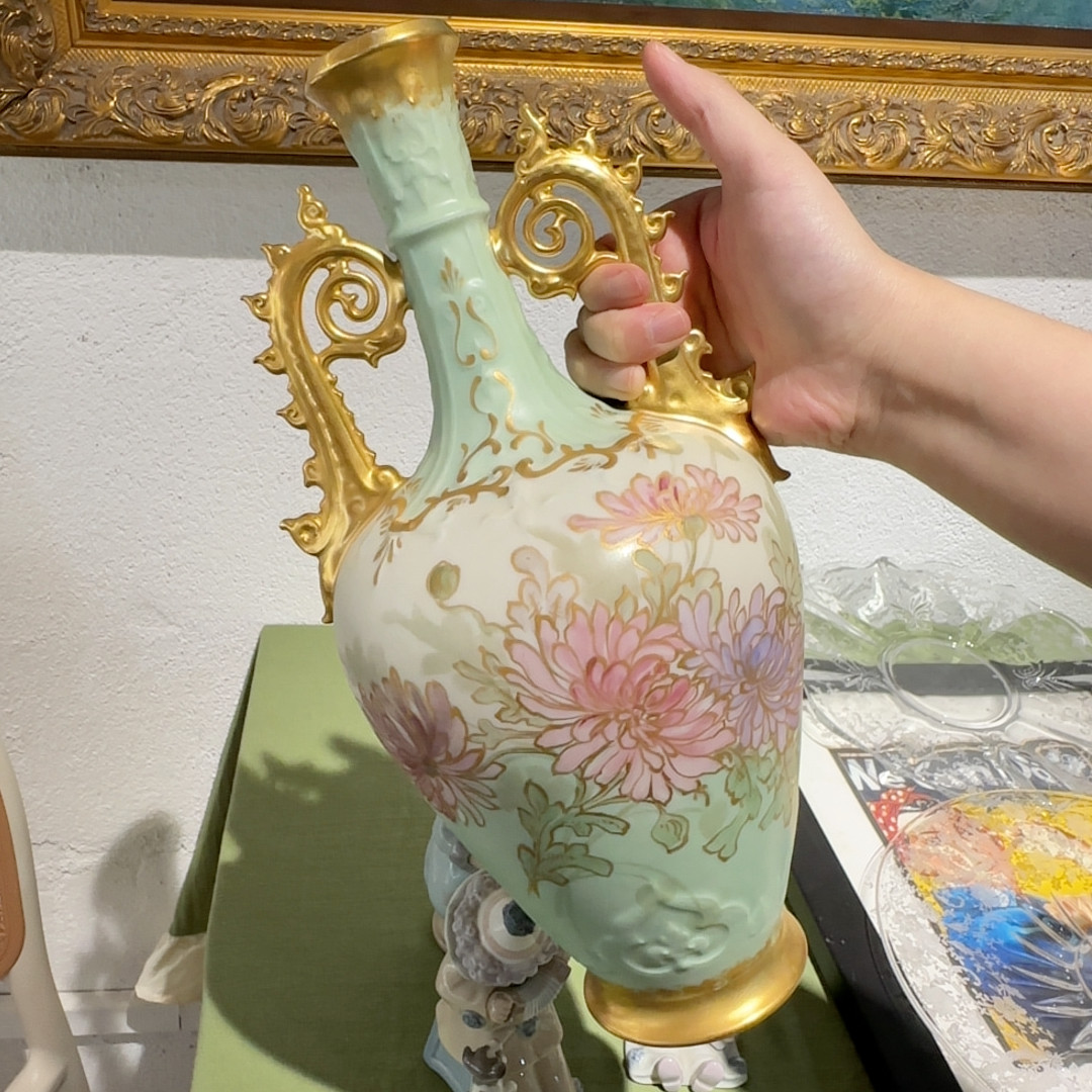30厘米法国柏图中古手绘奢华大花瓶