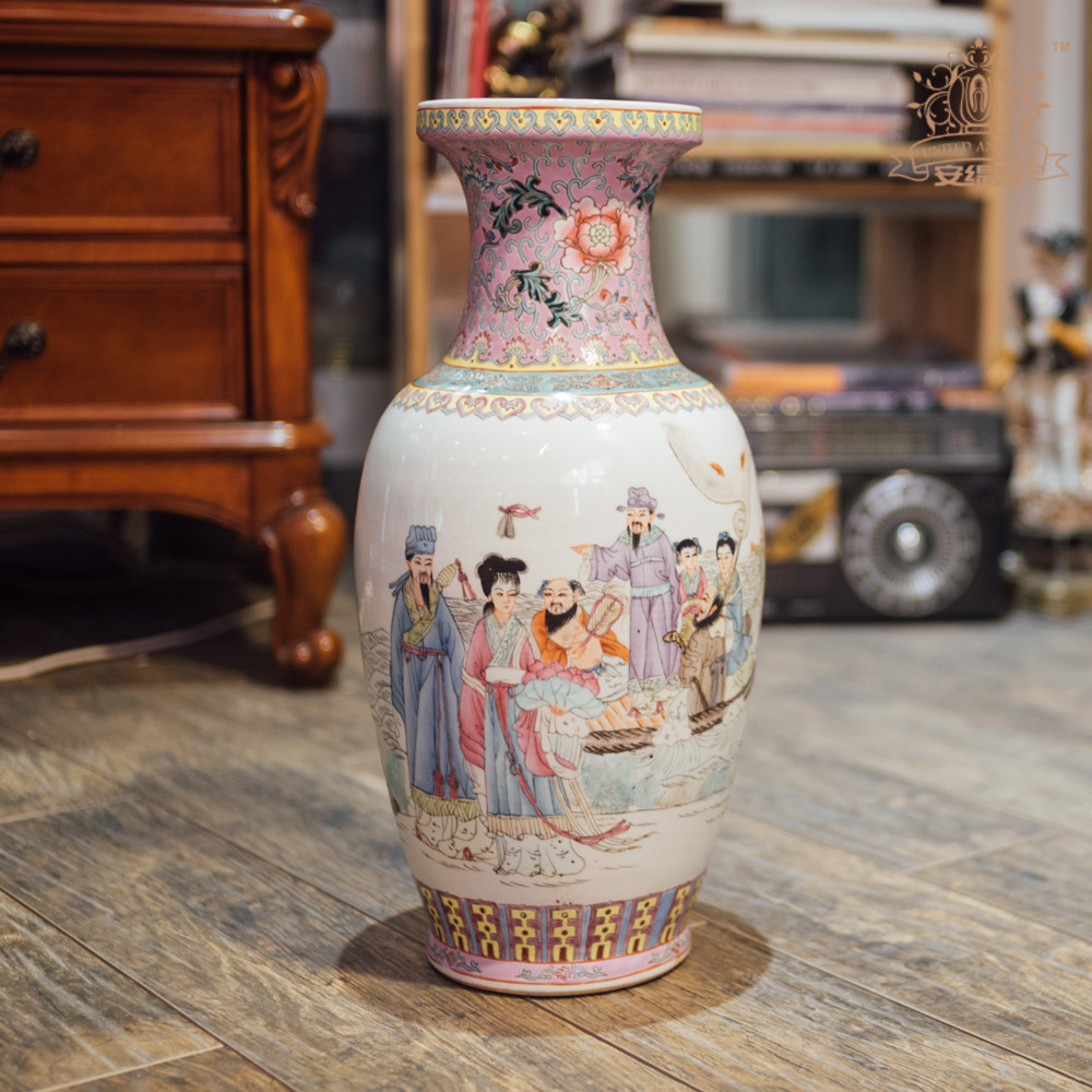 陶瓷手绘古典风客厅摆件插花艺术