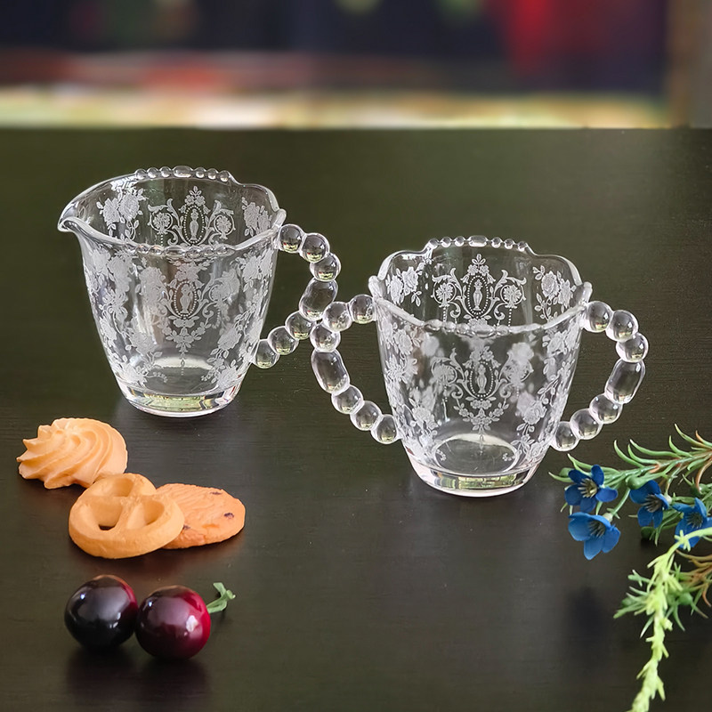 糖罐奶壶ins宫廷风复古精致小奢华水晶蚀刻中古欧式家用茶具套装