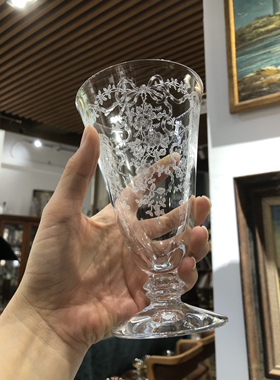 新到蚀刻蝴蝶结花环小号冰茶杯