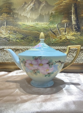 新品海因里希手绘花卉鎏金茶壶