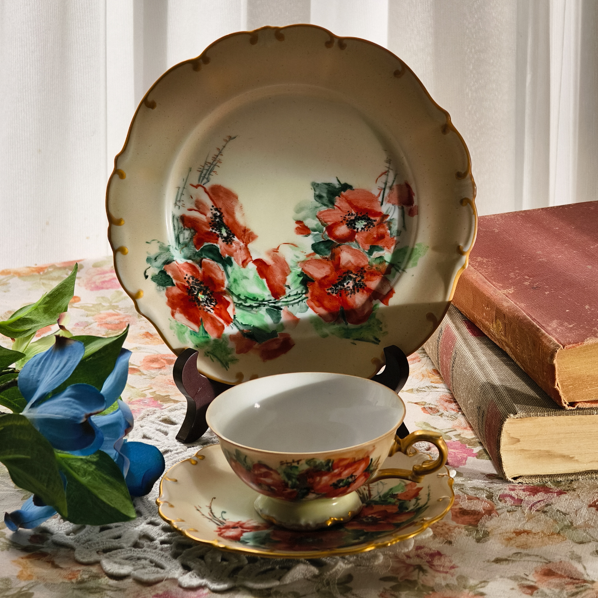 陶瓷咖啡杯ins田园风森系手绘