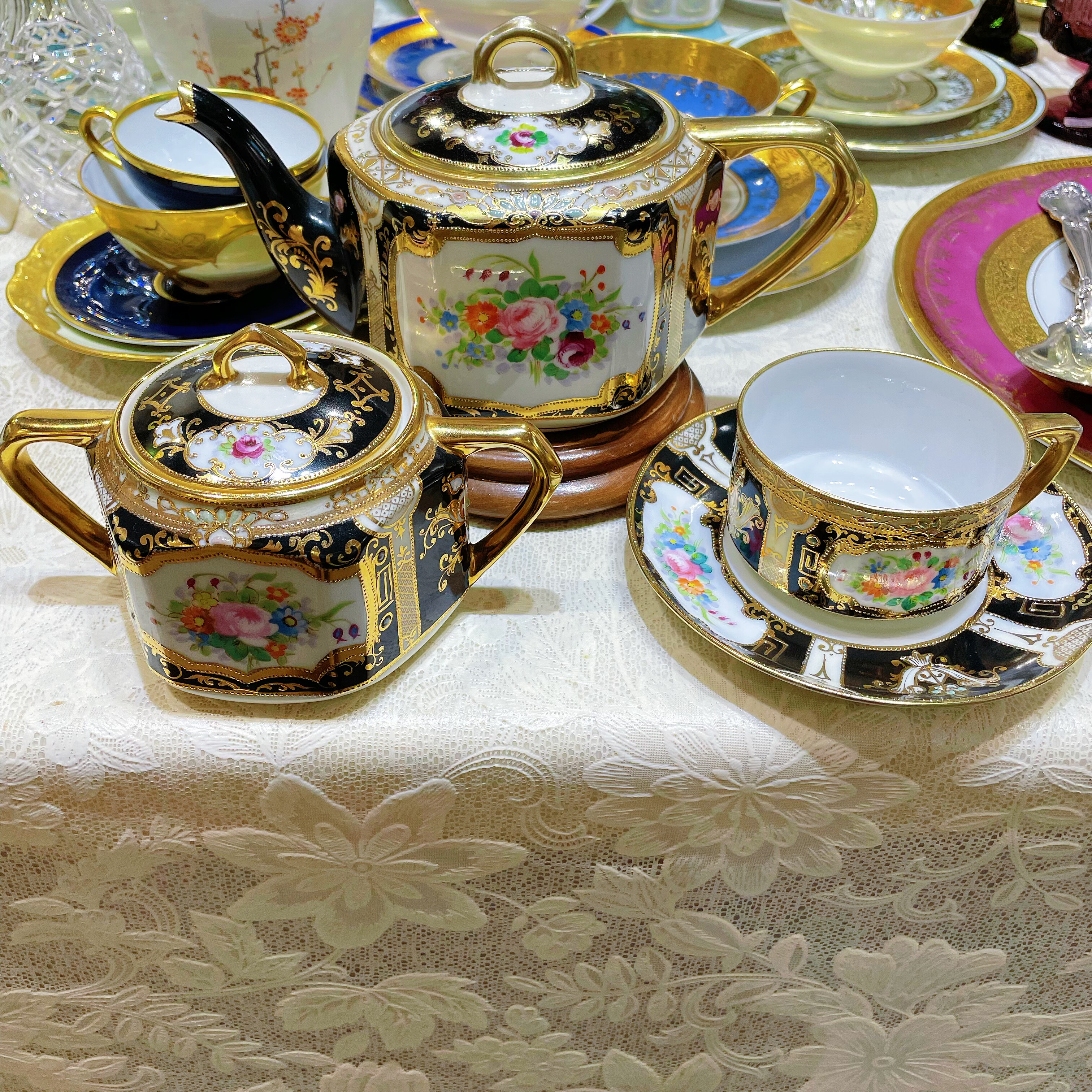 黑金开窗手绘日本则武一人份下午茶套装