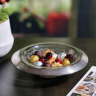 盘子ins复古风欧式小精致水晶纯银刻花边创意高颜值家用中古奢华