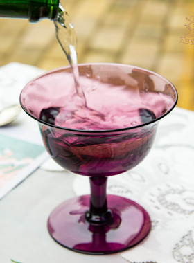 酒杯ins风小清新紫色浪漫香槟杯鸡尾酒水晶玻璃欧式奢华中古摆件
