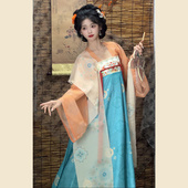 九尘原创汉服女新款 日常春夏秋 刺绣改良唐制复原齐胸破裙显瘦套装