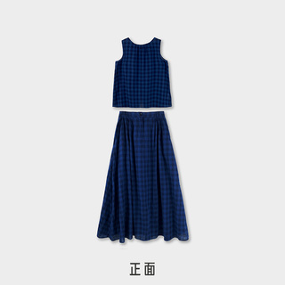 Miss couleur复古两色格子裙套装无袖上衣半身裙等跑单MC010