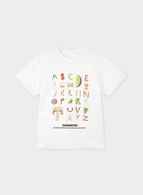 Miss couleur白色短袖t恤夏季设计感水果印花半袖衫女上衣MC006