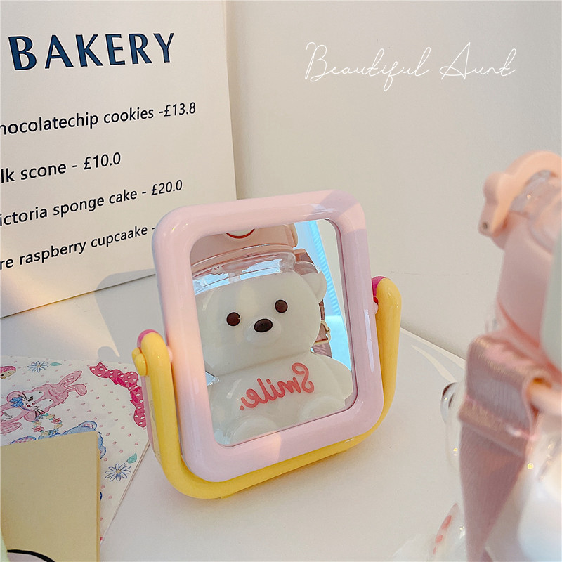 可爱拼色马卡龙双面镜化妆镜