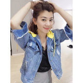 休闲牛仔外套 秋季 韩版 连帽洋气短款 女2019新款 欧洲站秋装 欧货潮
