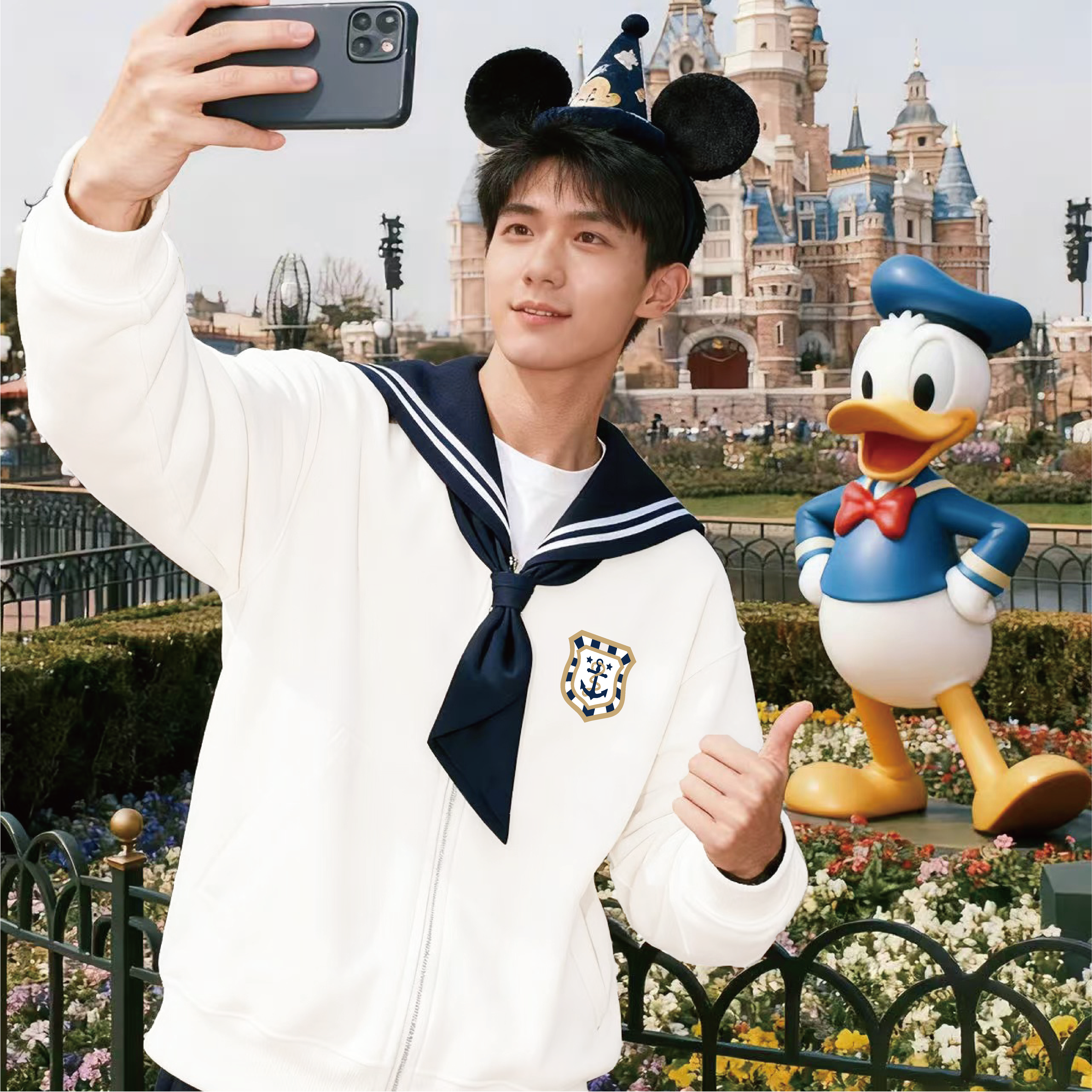 青物社正版jk dk制服学院风白色水手服秋冬加厚卫衣长袖上衣外套