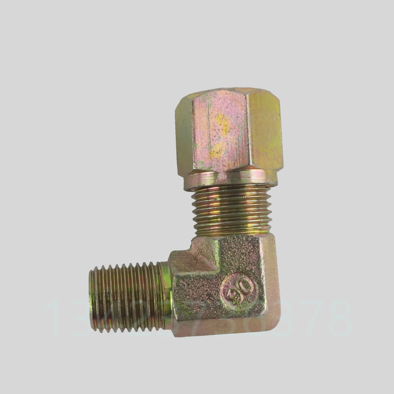 镀彩锌 pl1014直角油管接头 油路配件 接10mm管子 英制螺纹r1/4