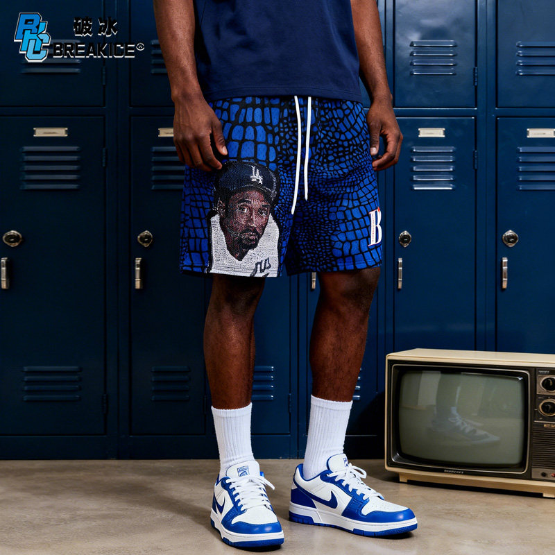 bkcxzice破冰黑曼巴科比美式复古篮球短裤男四分裤宽松跑步运动裤