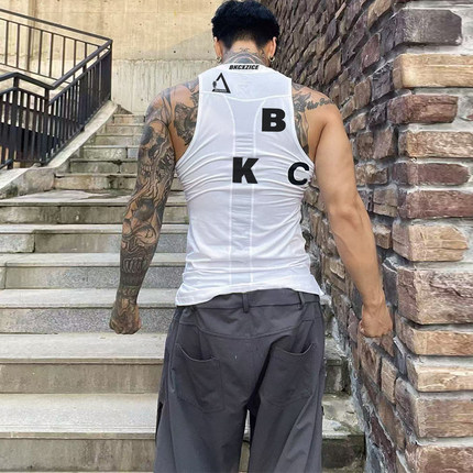 破冰bkcxzice紧身衣健身背心篮球紧身衣服美式修身跑步运动t恤男