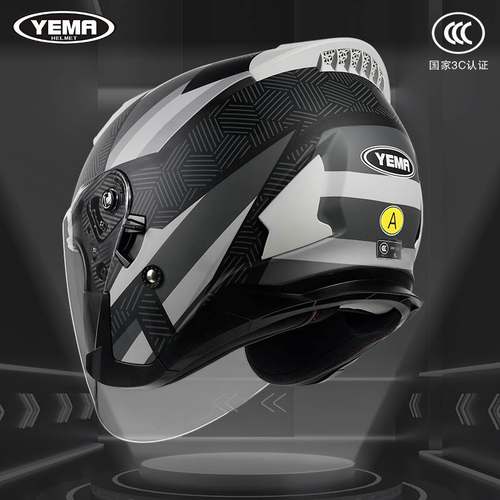 野马3C认证摩托车头盔男女电动车四季通用全盔双镜骑行安全帽半盔