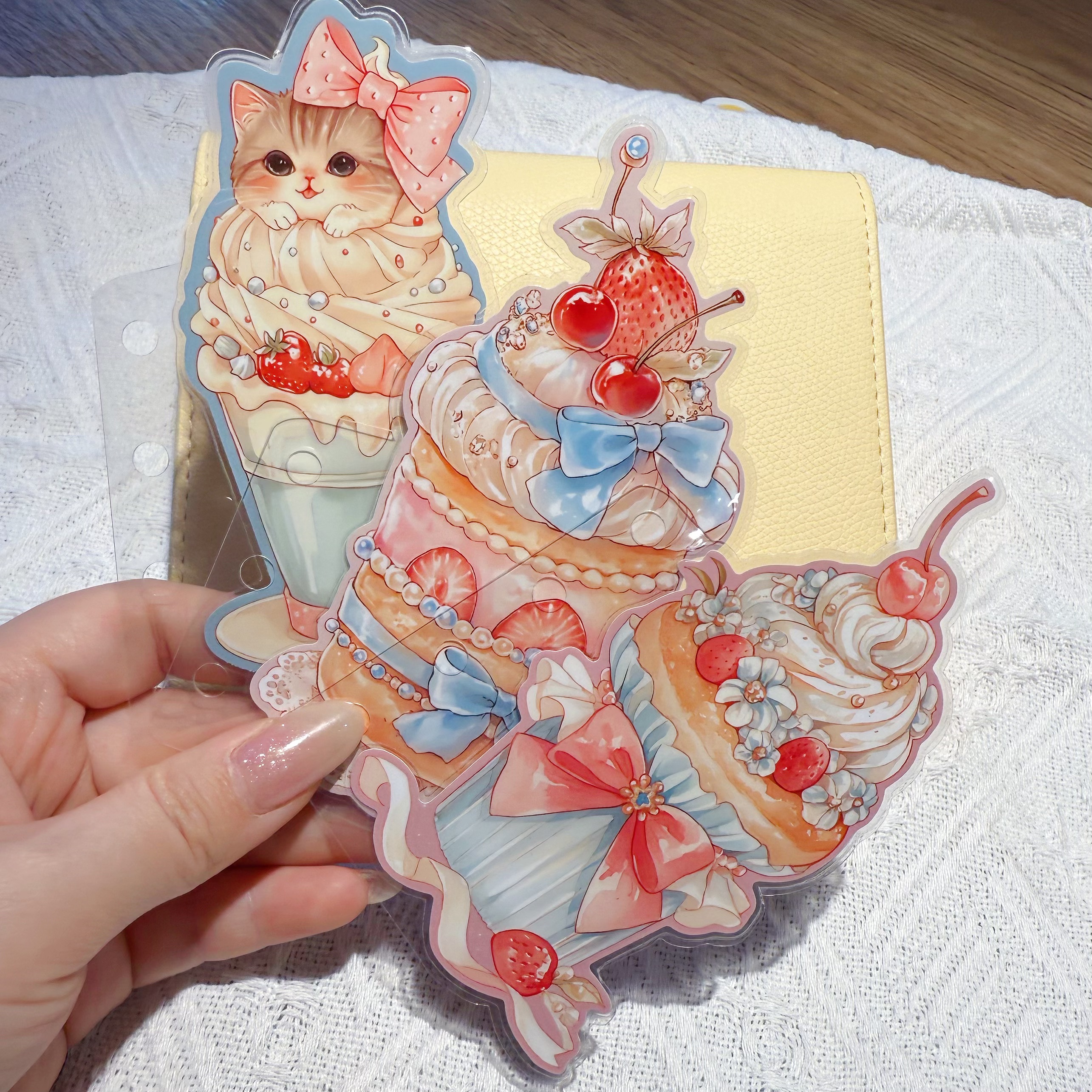 猫咪甜品异型A5slimA6A7奇葩手工塑封M5异型手账分隔页索引