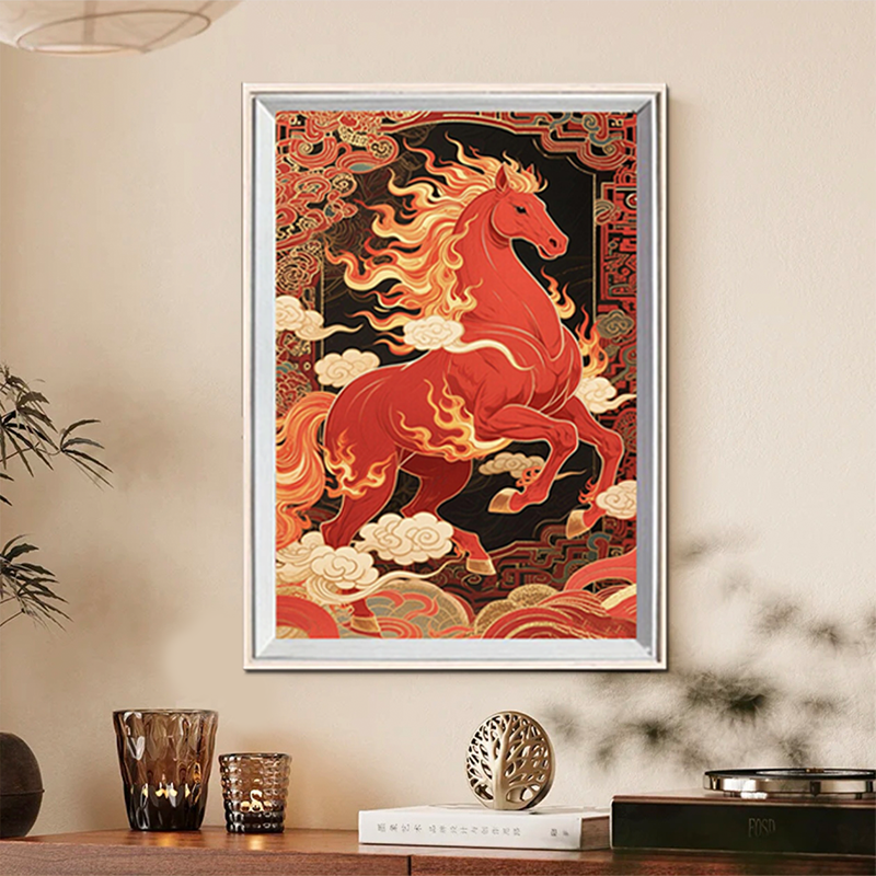 2026年新款赤马红羊年diy钻石画手工十字绣喜庆寓意好客厅装饰画,居家布艺,钻石绣,淘宝优惠券,粉丝福利购,淘宝优惠卷