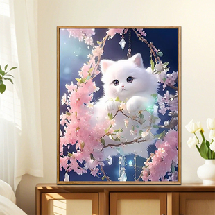 2025钻石画满钻手工DIY材料包贴画可爱解压玩具装 小猫咪01款 饰画