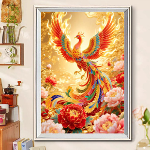 玄关凤凰涅槃钻石绣贴钻十字绣5d钻石画满钻新款客厅2026招财风景