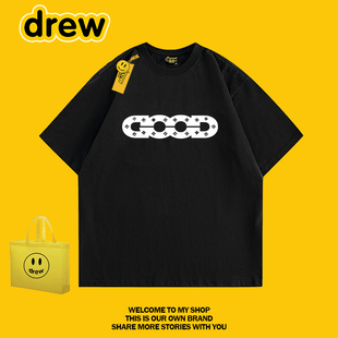 DREW 美式潮牌GOOD字母印花短袖T恤男女夏季纯棉宽松百搭情侣上衣